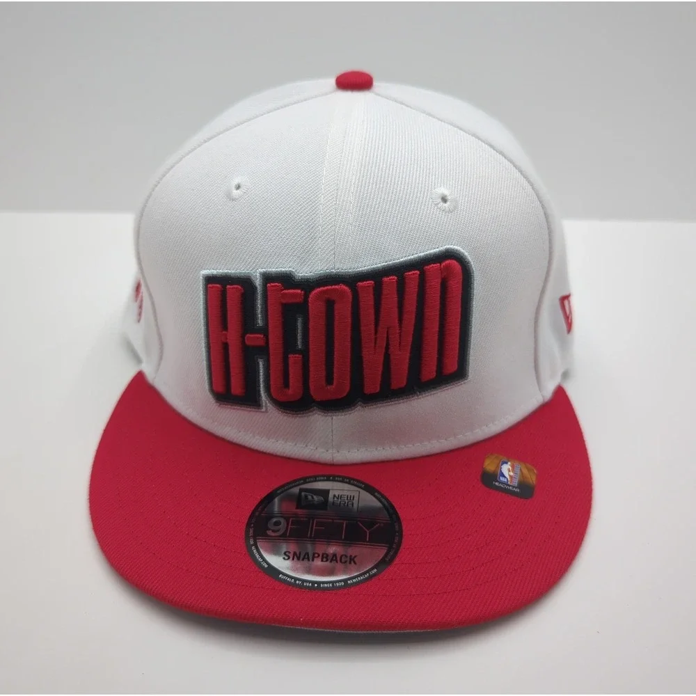 New Era 9FIFTY Houston Rockets H-TOWN Snapback Hat White Red NBA Cap OSFM